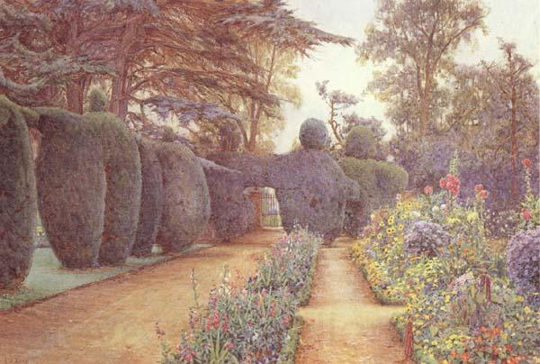 Ernest Arthur Rowe The Gardens at Campsea Ashe.Watercolur (mk46) Norge oil painting art